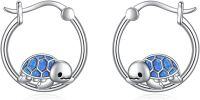 wholesale 925 Sterling Silver Blue Opal Turtle Hoop Earrings for Women Girls -Opal turtle