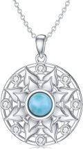 wholesale 925 Sterling Silver Larimar Lotus Eye Pendant Necklaces with Cubic Zirconia and 18+2 Chain - Spiritual Protection s for Her Him-0-0