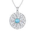 wholesale 925 Sterling Silver Larimar Sunflower Pendant Necklace For Women Zircon White Gold Plated-0-0