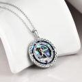 wholesale 925 Sterling Silver Abalone Shell Compass Running Man Charm Necklace Gifts for Women Girlfriends-0-2