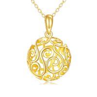 wholesale 14K Gold Round Swirls Pendant Necklace with Chain - Elegant Fashion s for Women-ball