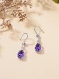 wholesale 925 Sterling Silver Amethyst Teardrop Drop Earrings-0-3