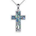 wholesale 925 Sterling Silver Tree of Life Abalone Shell Inlay Celtic Knot Cross Pendant Necklace for Women Girls  16+2 Chain Length-0-0