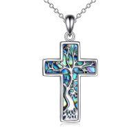 wholesale 925 Sterling Silver Tree of Life Abalone Shell Inlay Celtic Knot Cross Pendant Necklace for Women Girls  16+2 Chain Length-Abalone Shell Tree of Life Necklace
