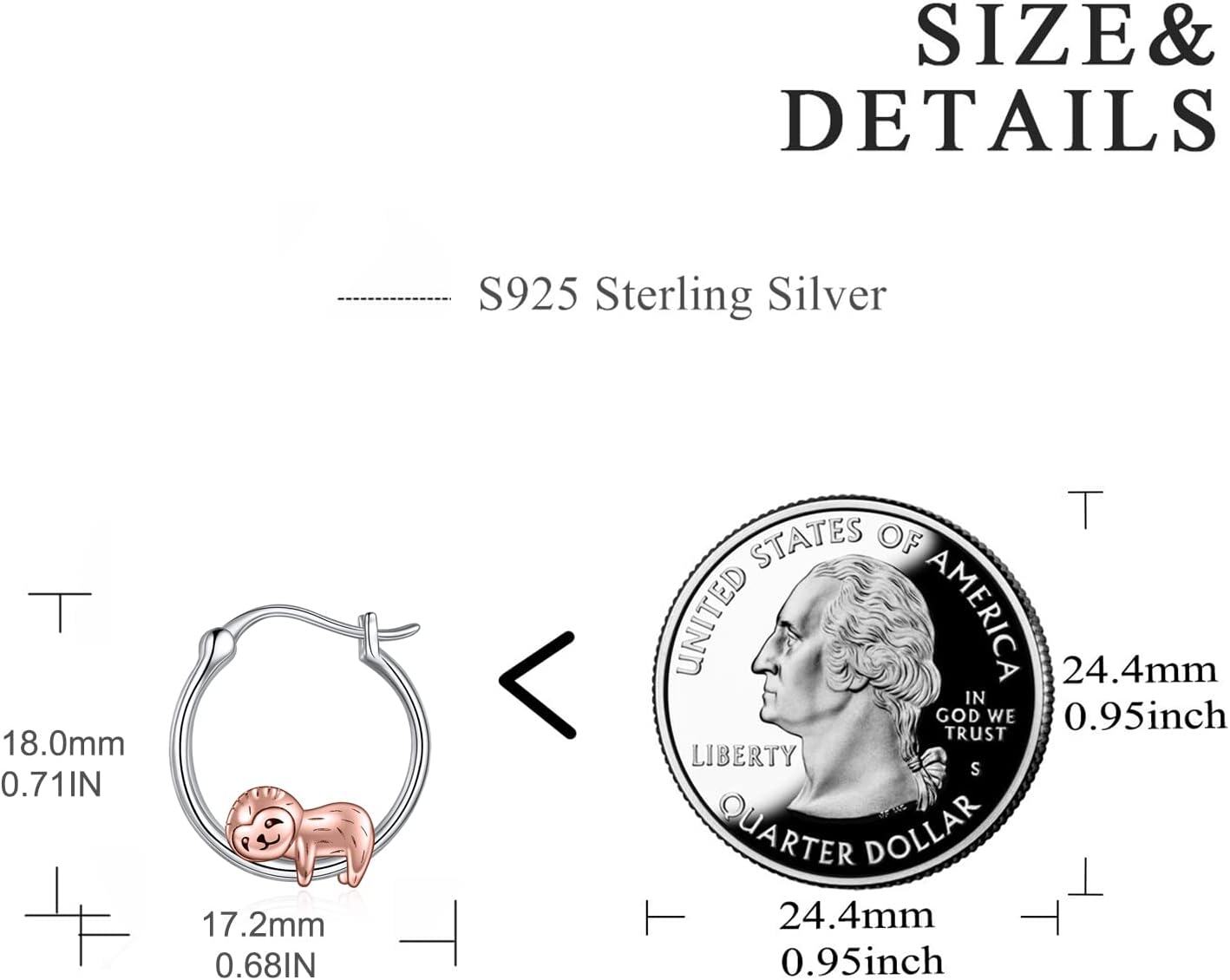 wholesale 925 Sterling Silver Sloth Charm Hoop Earrings  for Women-0-3