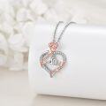 wholesale 925 Sterling Silver 40th Anniversary Rose Flower Love Heart Pendant Necklace for Women-0-2