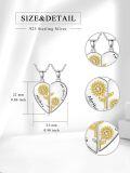 wholesale 925 Sterling Silver Mother Daughter Sunflower Heart Pendant Necklaces Set for Women Couples -0-1