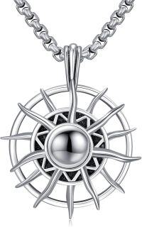 wholesale  Compass Pendant with Black Stone Men's & Women's s for Him Her-StyleB-Silver