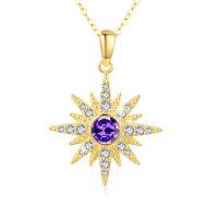 wholesale 925 Sterling Silver Sunburst Pendant With Opal And Cubic Zirconia-February Stone