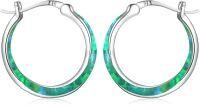 wholesale 925 Sterling Silver Green Fire Opal CZ Huggie Hoop Earrings for Women-B1-green opal(silver hoops)
