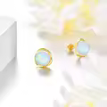 wholesale 14K Gold Opal Round Stud Earrings Wholesale for Women - 8mm Pearls and Stones  Set-0-3