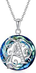wholesale TOUPOP Gifts For Women Initial Necklace Sterling Silver Letter A Pendant Necklaces With Blue Circle Crystal Birthday Initial Jewelry For Mom Grandma Her Wife Mother's Day -0-0