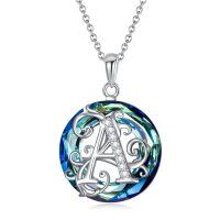 TOUPOP Sterling Silver Blue Crystal Letter A Necklace For Women-undefined