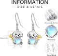 wholesale 925 Sterling Silver Moonstone Dog Bone Heart Drop Earrings for Women-0-5