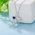 wholesale Sterling Silver Birthstone Mermaid Heart Pendant Necklace for Women-0-2