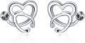 wholesale 925 Sterling Silver Heart Knot Earrings Wholesale With Crystal Accents-0-0