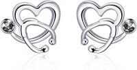 wholesale 925 Sterling Silver Heart Knot Earrings Wholesale With Crystal Accents-Clear White
