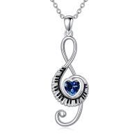wholesale 925 Sterling Silver Music Note Heart Pendant Necklace-12-December