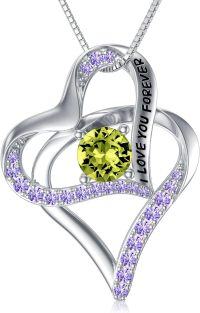 wholesale TOUPOP Peridot Necklace Sterling Silver August Birthstone Necklace Birthday Christmas Anniversary I Love You Forever Heart Jewelry For Women Her -undefined