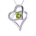 TOUPOP Sterling Silver Peridot Necklace August Birthstone Heart Jewelry-0-0