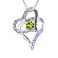TOUPOP Sterling Silver Peridot Necklace August Birthstone Heart Jewelry-0-0