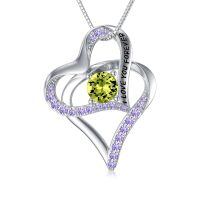 TOUPOP Sterling Silver Peridot Necklace August Birthstone Heart Jewelry-undefined