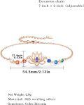 wholesale Rose Gold Lotus Flower Anklet with 7 Chakras - 925 Sterling Silver s for Women Mothers' Day-0-4