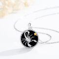wholesale 925 Sterling Silver Scorpio Zodiac Sign Black Onyx Coin Pendant Necklace-0-3