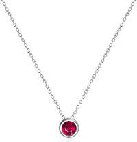 wholesale 925 Sterling Silver Green CZ Round Pendant Chain Necklace for Women Girls-July - Red