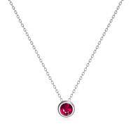 wholesale 925 Sterling Silver Green CZ Round Pendant Chain Necklace for Women Girls-July - Red