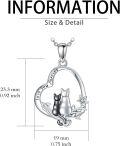 wholesale 925 Sterling Silver Heart-Shaped Pendant with Cats and Stars for Cat Lovers - Women's -0-4