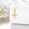 wholesale 14K Gold Heart-Shaped Stone Cross Pendant Necklaces for Girls and Women's Gift-0-3