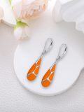wholesale 925 Sterling Silver Orange Enamel Teardrop Leverback Earrings for Women-0-3