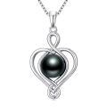 TOUPOP Sterling Silver Black Pearl Love Heart Necklace-0-0