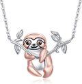 wholesale 925 Sterling Silver Sloth Charm Necklace - Cute Animal s for Her Him-0-0