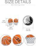 wholesale 925 Sterling Silver Basketball Stud Earrings with Number 24 Design-0-3