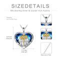 wholesale 925 Sterling Silver Blue Crystal Heart Pendant Necklace Gifts for Sisters and Daughters-0-5