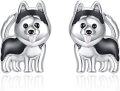 wholesale 925 Sterling Silver Husky Dog Stud Earrings for Women - Pet Lover Gift Ideas-0-0