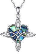 wholesale 925 Sterling Silver Abalone Shell Celtic Knot Heart Pendant & Triple Moon Ankh Cross Necklace for Women-0-0