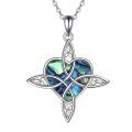 wholesale 925 Sterling Silver Abalone Shell Celtic Knot Heart Pendant & Triple Moon Ankh Cross Necklace for Women-0-0