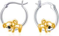 wholesale 925 Sterling Silver Koala Bear Hoop Earrings for Sensitive Ears-Koala-Gold