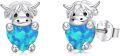 wholesale 925 Sterling Silver Blue Opal Cow Stud Earrings for Sensitive Ears-0-0