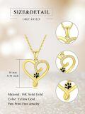 TOUPOP 14K Solid Gold Heart Paw Print Necklace with Stones-0-3