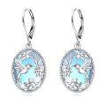 wholesale 925 Sterling Silver Hummingbird Flower Oval Leverback Earrings-0-1