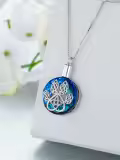 TOUPOP Sterling Silver Crystal Tree Of Life Paw Print Cremation Pendant Necklace-0-1