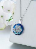 TOUPOP Sterling Silver Crystal Tree Of Life Paw Print Cremation Pendant Necklace-0-1