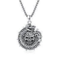 wholesale 925 Sterling Silver Aztec Ouroboros Poseidon Skull Eye Of Horus Pendant for Men's Necklaces-B-Skull Aztec