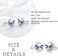 wholesale 925 Sterling Silver Blue Enamel Celtic Moon Dragonfly Stud Earrings Irish  for Women Girls-0-3