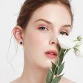 wholesale Gold-Plated 925 Sterling Silver Blue Stone Stud Earrings with Cubic Zirconias and White Pearl Backs-0-2