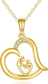 wholesale 14K Gold Heart Shaped Family Pendant Necklace for Sisters and Moms - Mothers' Day & Birthdays Gifts-Mother Necklace